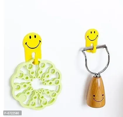 Fancy Plastics Self Adhesive Smiley Face Hooks 1 Kg Load Capacity (6 Pcs) Wall Hooks-thumb3