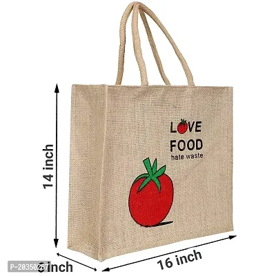 Gresspor Red Color Pack of 2 Eco-Friendly 14 Inch by 16 Inch Jute Bag with Zip Closure | Tote Lunch Bag | Grocery Bag| Multipurpose Bag-thumb2