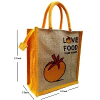 Gresspor Yellow Color Pack of 1 Eco-Friendly 13 Inch by 12 Inch Jute Bag with Zip Closure | Tote Lunch Bag | Grocery Bag| Multipurpose Bag-thumb1