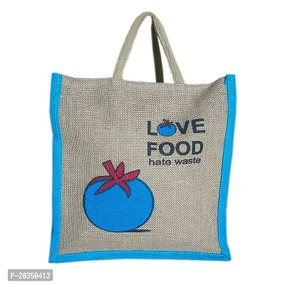 Gresspor Blue Color Pack of 1 Eco-Friendly 13 Inch by 12 Inch Jute Bag with Zip Closure | Tote Lunch Bag | Grocery Bag| Multipurpose Bag