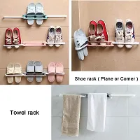 Gresspor Pack of 2 Wall Mounted Shoe Storage Rack Folding Slippers Shelf Sandals Holder Bathroom Home Storage Tools (Multicolour)-thumb1