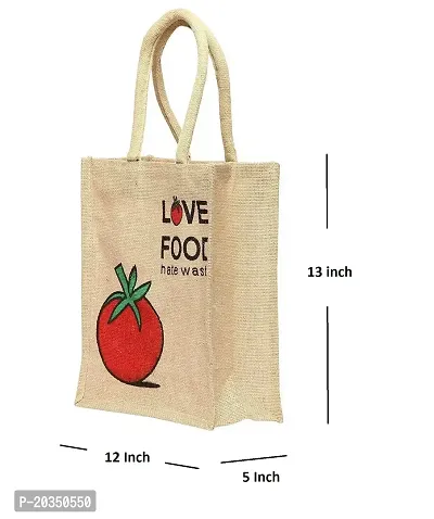 Gresspor Red Color Pack of 1 Eco-Friendly 13 Inch by 12 Inch Jute Bag with Zip Closure | Tote Lunch Bag | Grocery Bag| Multipurpose Bag-thumb2