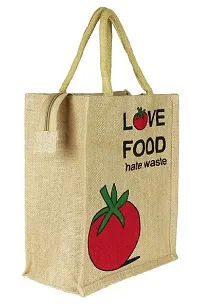 Gresspor Red Color Pack of 1 Eco-Friendly 13 Inch by 12 Inch Jute Bag with Zip Closure | Tote Lunch Bag | Grocery Bag| Multipurpose Bag-thumb3