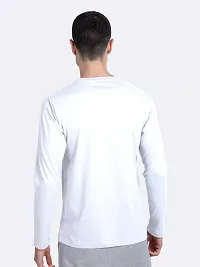 Round Neck Full Sleeve Plain-Solid Regular Fit Casual Cotton Men's White T-Shirt-thumb1