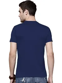 Organic Chics Round Neck Half Sleeve Regular Fit Cotton Graphic Prined Navy Blue Men Tshirt A-A-86-thumb2