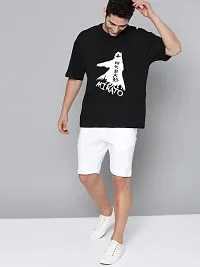 Organic Chics Round Neck Half Sleeve Loose Fit Anime Graphic Printed Cotton Black Men T-Shirt OS-19-thumb3