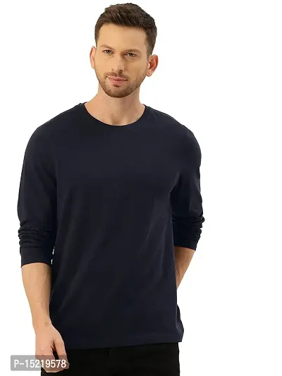 Organic Chics Round Neck Full Sleeve Plain-Solid Regular Fit Casual Men's T-Shirt-thumb0