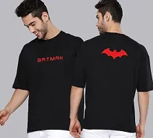 Organic Chics Round Neck Half Sleeve Loose Fit Superhero Graphic Printed Cotton Black Men T-Shirt OS-2-thumb4