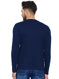 Reliable Navy Blue Cotton Printed Round Neck Tees For Men-thumb1