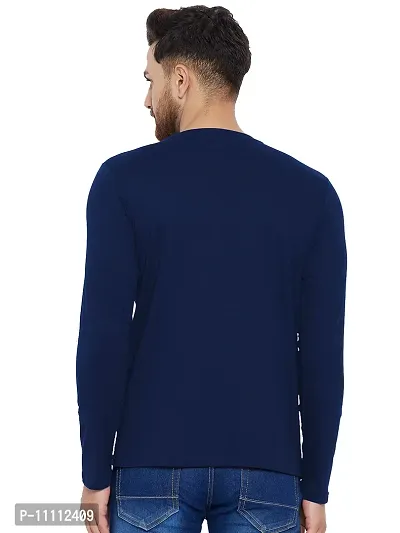 Reliable Navy Blue Cotton Printed Round Neck Tees For Men-thumb2