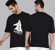 Organic Chics Round Neck Half Sleeve Loose Fit Anime Graphic Printed Cotton Black Men T-Shirt OS-19-thumb4