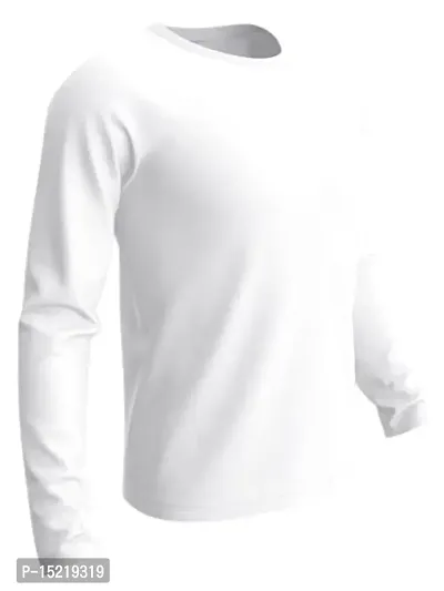 Organic Chics Round Neck Regular Fit Cotton Plain Solid Full Sleeve Men Tshirt B-thumb0