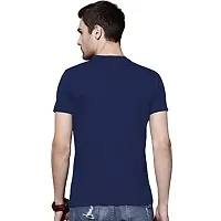 Organic Chics Round Neck Half Sleeve Regular Fit Cotton Graphic Prined Navy Blue Men Tshirt A-A-86-thumb1