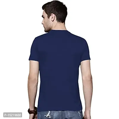 Organic Chics Round Neck Half Sleeve Regular Fit Cotton Graphic Prined Navy Blue Men Tshirt A-A-86-thumb2