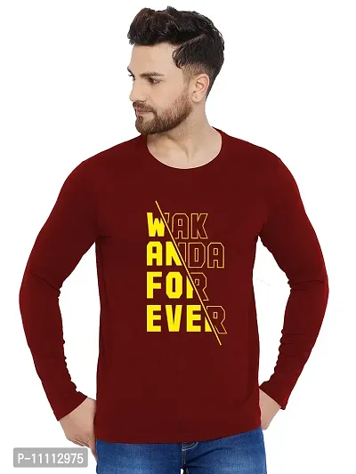 Reliable Maroon Cotton Printed Round Neck Tees For Men