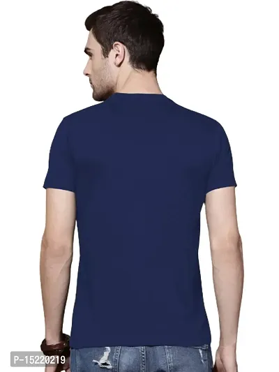 Organic Chics Round Neck Half Sleeve Regular Fit Cotton Graphic Prined Navy Blue Men Tshirt A-A-71-thumb2