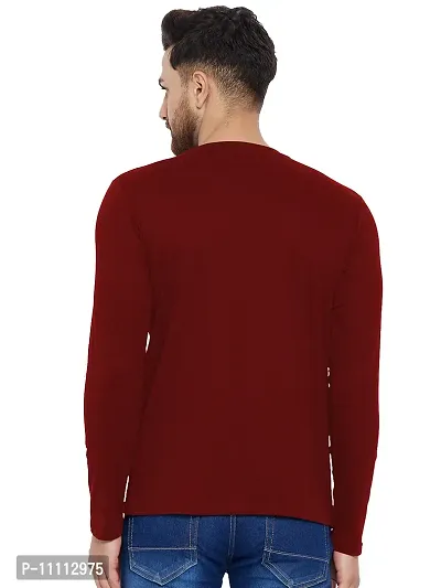 Reliable Maroon Cotton Printed Round Neck Tees For Men-thumb2