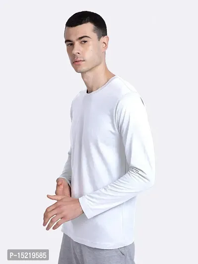 Organic Chics Round Neck Full Sleeve Plain-Solid Regular Fit Casual Men's T-Shirt-thumb4