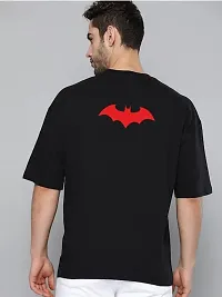 Organic Chics Round Neck Half Sleeve Loose Fit Superhero Graphic Printed Cotton Black Men T-Shirt OS-2-thumb1