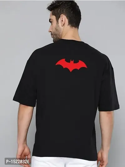 Organic Chics Round Neck Half Sleeve Loose Fit Superhero Graphic Printed Cotton Black Men T-Shirt OS-2-thumb2