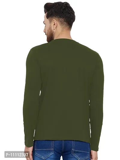 Reliable Olive Cotton Printed Round Neck Tees For Men-thumb2