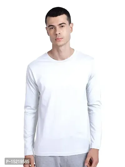 Organic Chics Round Neck Full Sleeve Plain-Solid Regular Fit Casual Men's T-Shirt-thumb0