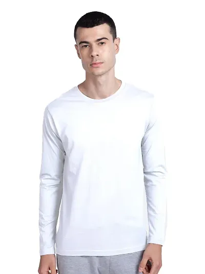 Round Neck Full Sleeve Plain-Solid Regular Fit Casual Men's T-Shirt