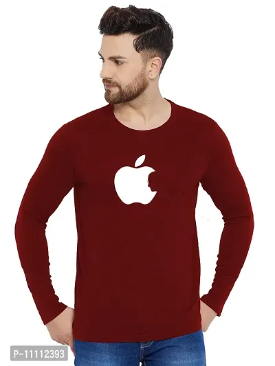 Reliable Maroon Cotton Printed Round Neck Tees For Men