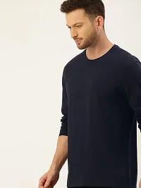 Organic Chics Round Neck Full Sleeve Plain-Solid Regular Fit Casual Men's T-Shirt-thumb4