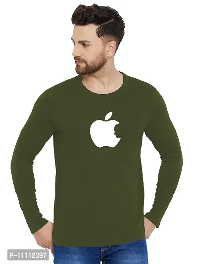 Reliable Olive Cotton Printed Round Neck Tees For Men