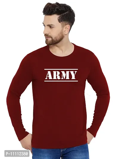 Reliable Maroon Cotton Printed Round Neck Tees For Men