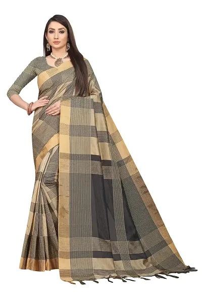 Stylish Fancy Silk Blend Saree With Blouse Piece For Women