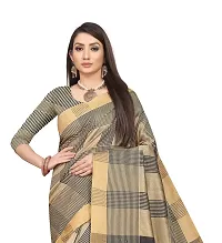 Stylish Black Striped Cotton Silk Women Saree with Blouse piece-thumb3