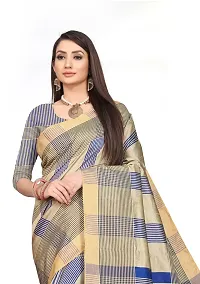 Stylish Blue Striped Cotton Silk Women Saree with Blouse piece-thumb2