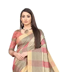 Stylish Red Striped Cotton Silk Women Saree with Blouse piece-thumb2