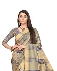 Stylish Navy Blue Striped Cotton Silk Women Saree with Blouse piece-thumb2