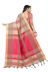 Stylish Red Striped Cotton Silk Women Saree with Blouse piece-thumb1