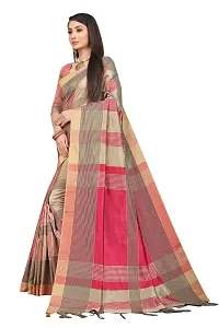 Stylish Red Striped Cotton Silk Women Saree with Blouse piece-thumb3