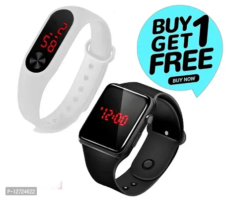 ED715-Black LED  White M2 Digital band combo (PACK OF 2) BUY1 GET1 FREE, Mens wear, Kids Wear, Womens Wear, Most selling latest trending wrist watches, Womens top, Boys  Girls watch, Tshirts, Ma-thumb0