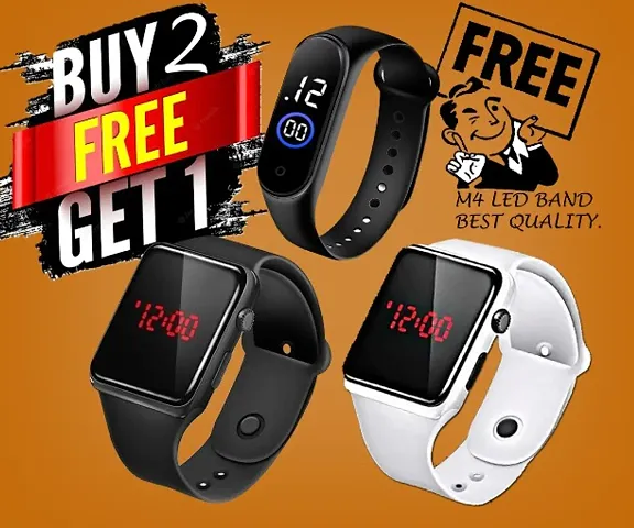 BUY 2 GET 1 FREE (PACK OF 3) ED68-SQ LED + Free M4 LED, Best Combo HOT selling led bands, trending watches, new arrivals, sports watches, digital watches, kids watches, women watches, me