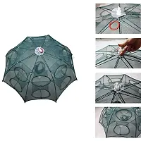 Fishing Net, Fish Net, Fish Trap Portable Strengthened 16 Holes Automatic Fishing Net Shrimp Cage, Nylon Foldable Crab Fish Trap Cast Net Cast Folding Net, 8 Sides 16 Holes-thumb1