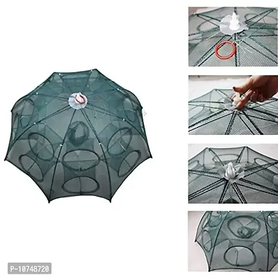 Fishing Net, Fish Net, Fish Trap Portable Strengthened 16 Holes Automatic Fishing Net Shrimp Cage, Nylon Foldable Crab Fish Trap Cast Net Cast Folding Net, 8 Sides 16 Holes-thumb2