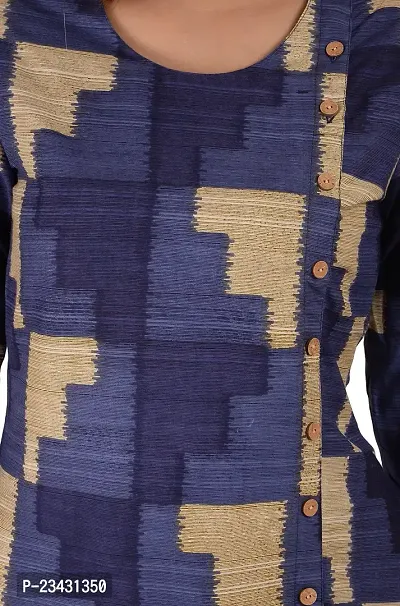 Naaj Kurtis Women's Cotton A-Line Kurta (TMNJH138-7-5-XL, Blue  Beige, X-Large)-thumb3