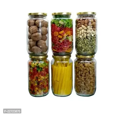 Premium Quality Panel Glass Grocery Container - 1100 Ml Pack Of 6