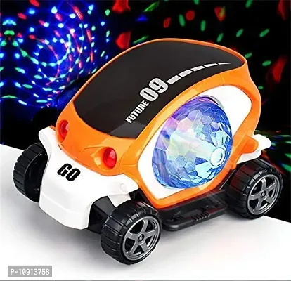 360-Degree Rotating Stunt Car Bump and Go Toy with 4D Flashing Lights and Sound, (Multicolor)-thumb2