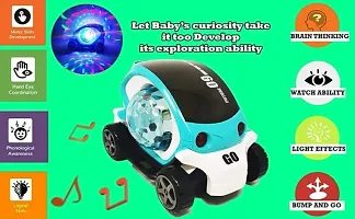 360-Degree Rotating Stunt Car Bump and Go Toy with 4D Flashing Lights and Sound, (Multicolor)-thumb3