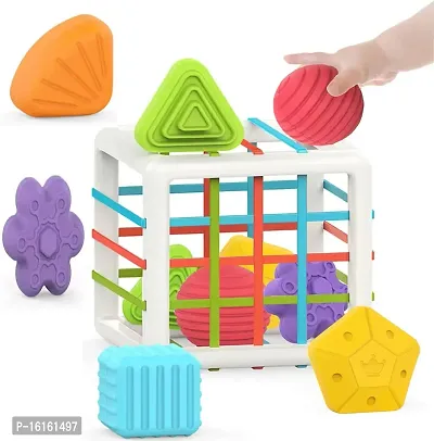 Baby Shape Sorting Toy with 6 Blocks Colorful Cube for Kids,square