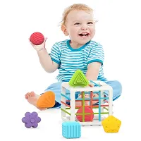 Baby Shape Sorting Toy with 6 Blocks Colorful Cube for Kids,square-thumb2