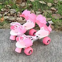 Pink Beginner Inline Roller Skating with Adjustable Size and Front Break outdoor toy(1Pair)-thumb1