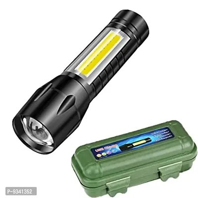 Torch Lights Rechargeable LED Flashlight with COB Light Mini Waterproof Portable LED XPE COB Flashlight USB Rechargeable 3 Modes Pen Clip Light Flashlight with Hanging Rope-thumb0